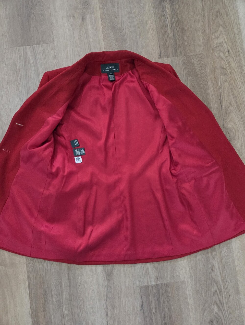 Vtg Lauren Ralph Lauren USA Red Crest Worsted Wool Blazer 6 Old Money Preppy - Picture 6 of 9